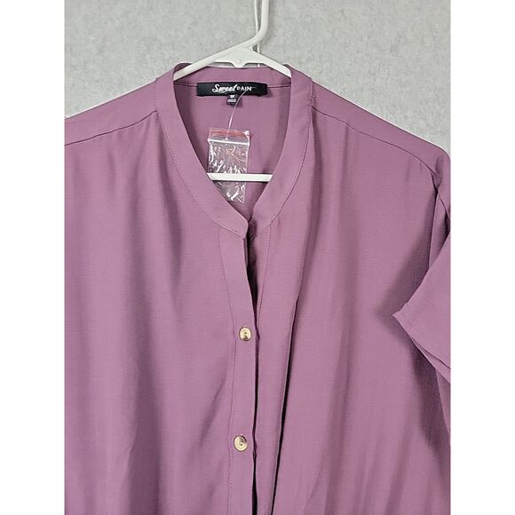 Sweet Rain Purple SS Button Up Tie Front Shirt Women's Plus 1X - Picture 3 of 14
